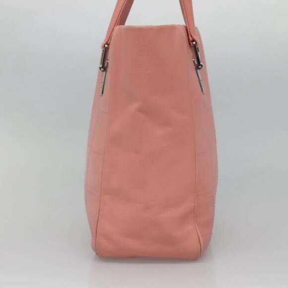 CHANEL Choco Bar COCO Mark Hand Bag Grained Calf Skin Pink Silver CC Auth PP558 - Picture 10 of 15